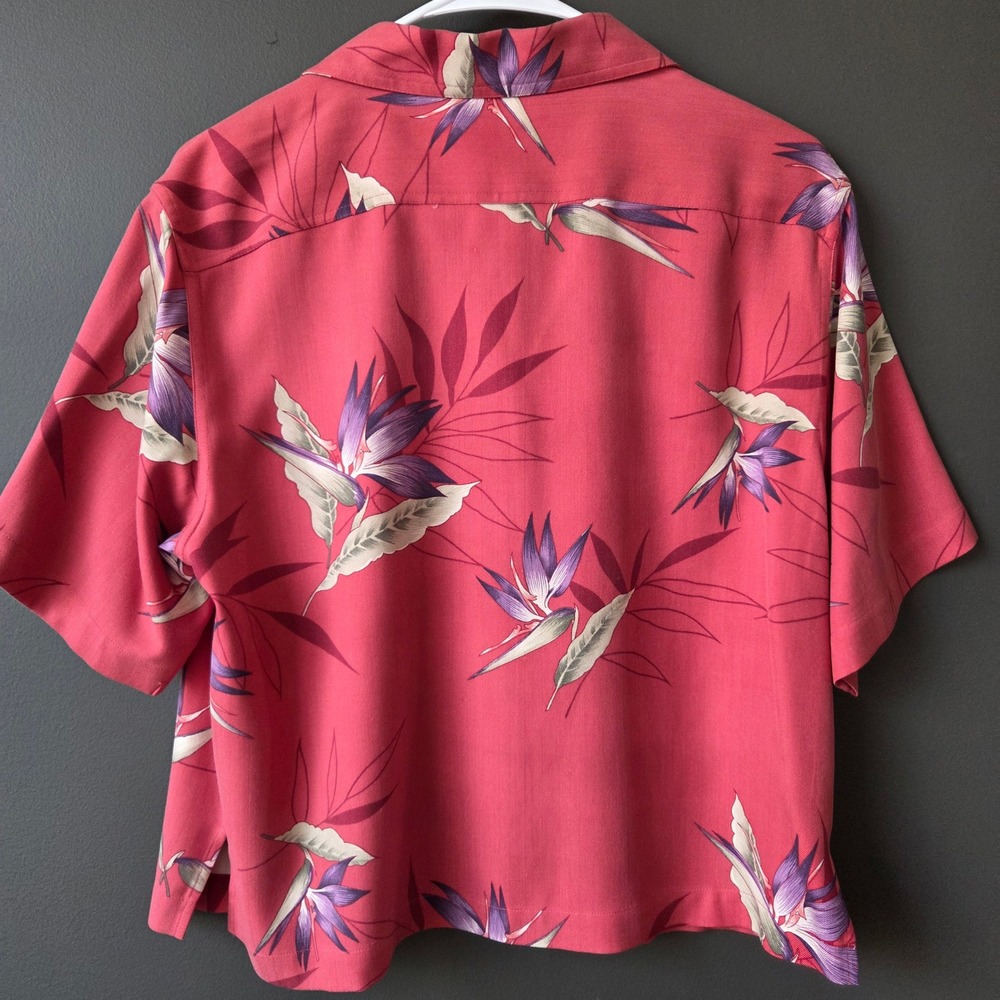 Tommy Bahama Womens Silk Bird of Paradise Floral Shirt Coral Pink S Short Sleeve - Picture 3 of 7